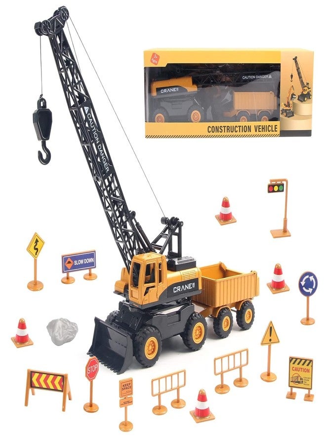 SKYBUCKET Crane toyruck, Construction Truck toyetith Road Signs,Outdoor Engineering Vehicle for Sand Party Favour, Birthday Gift 3-8 Years Old Toddlers Children Boys Kidso Play - Image 1